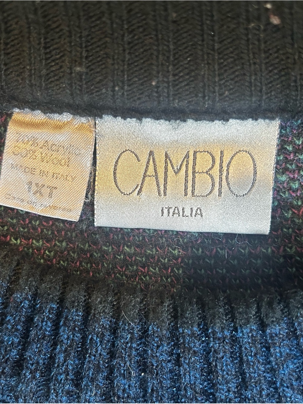 Cambio Italia Men's Navy Crewneck Sweater with Multicolor Fleck